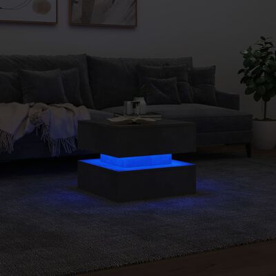 vidaXL betonszürke dohányzóasztal LED-lámpákkal 50 x 50 x 40 cm