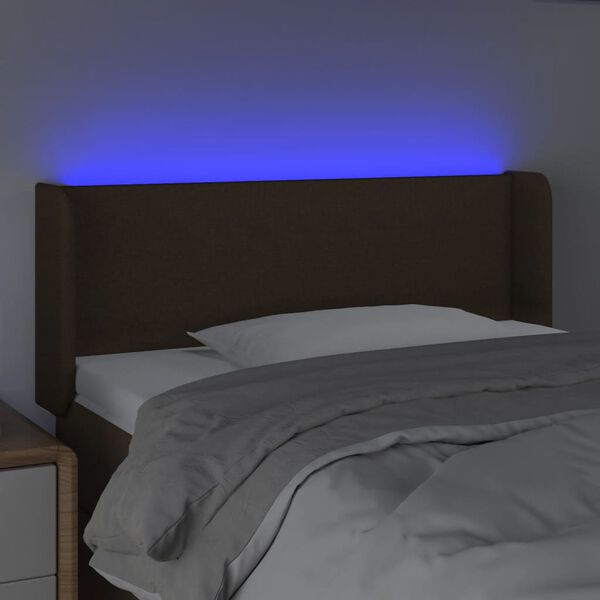 vidaXL sötétbarna szövet LED-es fejtámla 93 x 16 x 78/88 cm