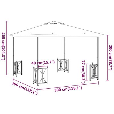vidaXL krémszínű pavilon oldalfalakkal és dupla tetővel 3 x 3 m
