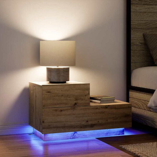 vidaXL &Eacute;jjeliszekr&eacute;ny fi&oacute;kkal Artisan t&ouml;lgy 70 x 36 x 40,5 cm Faanyag