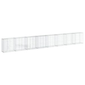 vidaXL horganyzott vas gabion kos&aacute;r fed&eacute;llel 800 x 50 x 100 cm