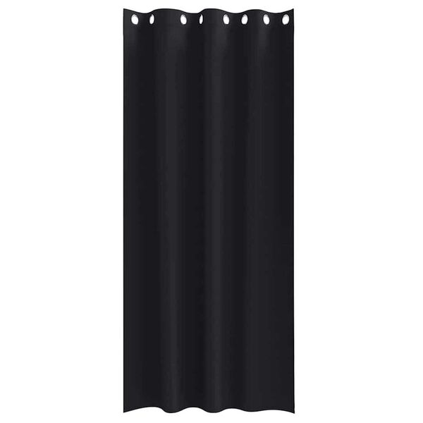 vidaXL Fekete F&uuml;gg&ouml;ny Gyűrűkkel 2 pcs Fekete 225 x 140 cm Poli&eacute;szter