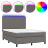 vidaXL sz&uuml;rke műbőr rug&oacute;s &aacute;gy matraccal &eacute;s LED-del 140x190 cm