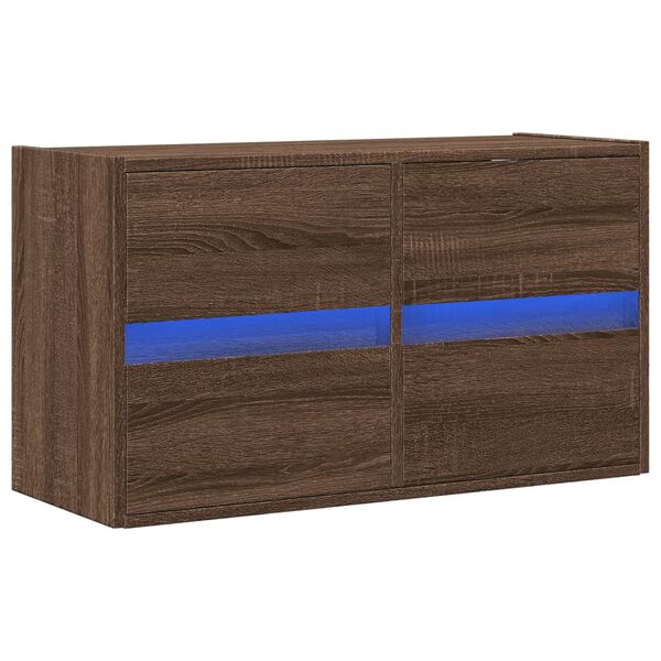 vidaXL barna t&ouml;lgysz&iacute;nű fali TV-szekr&eacute;ny LED-del 80 x 31 x 45 cm