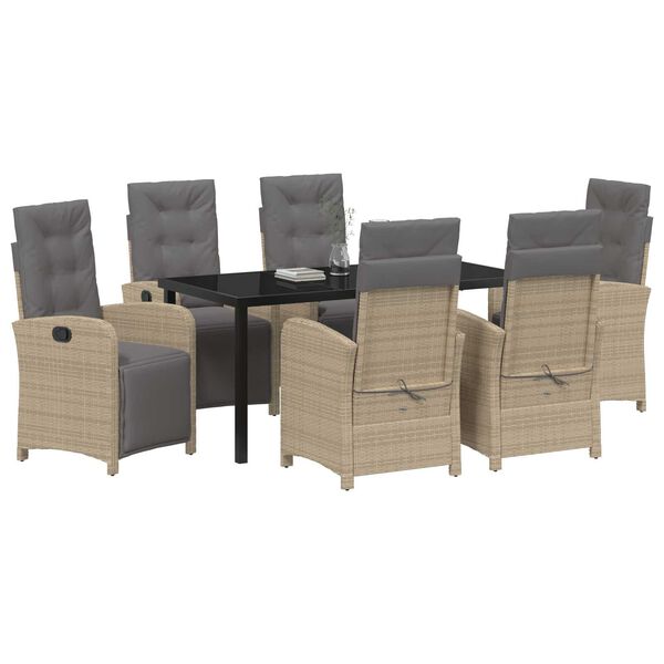 vidaXL Kert &eacute;tkező szett p&aacute;rn&aacute;val 7 pcs B&eacute;zs polirattan