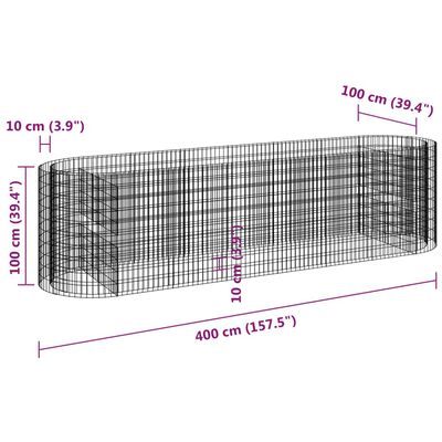 vidaXL horganyzott vas gabion magaságyás 400x100x100 cm