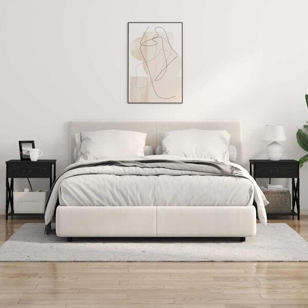 vidaXL &Eacute;jjeliszekr&eacute;ny 2 pcs Fekete t&ouml;lgy 41 x 31 x 51 cm Faanyag