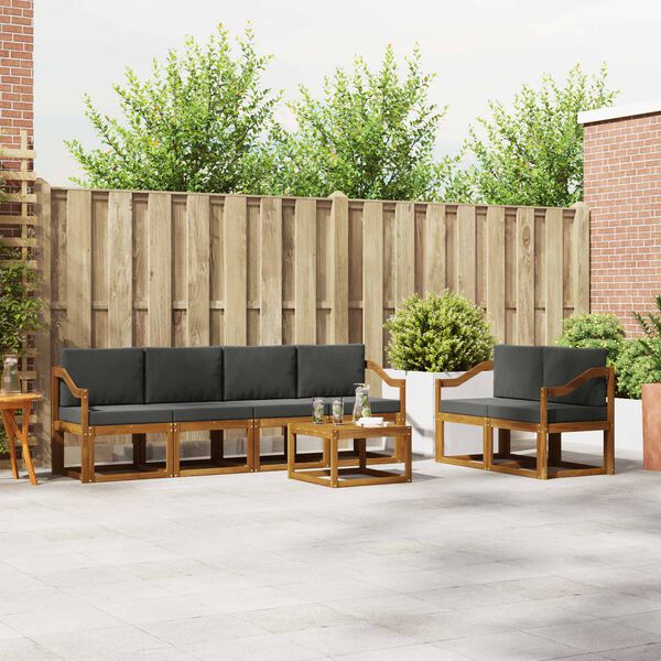 vidaXL K&uuml;lt&eacute;ri kanap&eacute; szett 7 pcs Term&eacute;szetes &eacute;s antracit T&ouml;m&ouml;r Ak&aacute;cfa