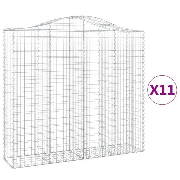 vidaXL 11 db &iacute;ves horganyzott vas gabion kos&aacute;r 200x50x180/200 cm