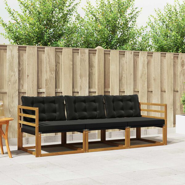 vidaXL K&uuml;lt&eacute;ri kanap&eacute; szett p&aacute;rn&aacute;val 3 pcs Term&eacute;szetes &eacute;s fekete