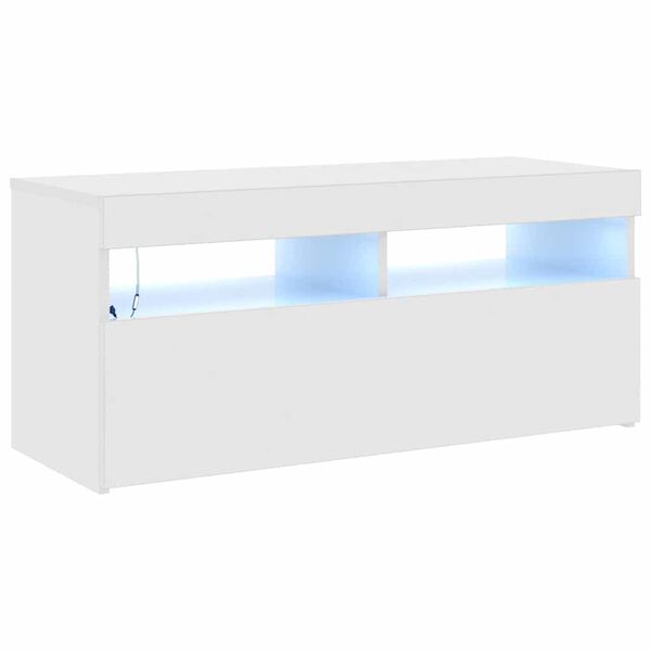vidaXL magasfényű fehér TV-szekrény LED lámpákkal 90x35x40 cm