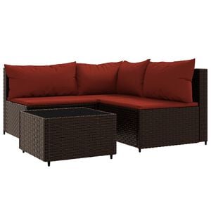 vidaXL 4 r&eacute;szes barna polyrattan kerti &uuml;lőgarnit&uacute;ra p&aacute;rn&aacute;kkal