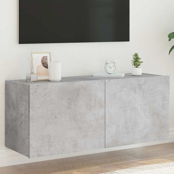 vidaXL betonsz&uuml;rke fal TV-szekr&eacute;ny LED-vil&aacute;g&iacute;t&aacute;ssal 100 x 35 x 41 cm