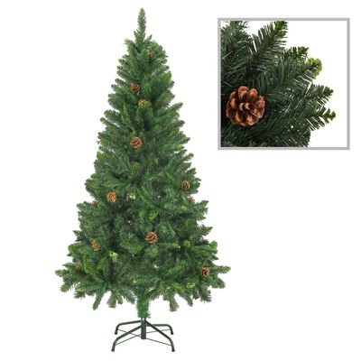 vidaXL zöld megvilágított műkarácsonyfa gömb szettel/tobozzal 150 cm