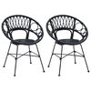 vidaXL Étkezőszék 2 pcs Fekete 65 x 55,5 x 81 cm Rattan és Vas
