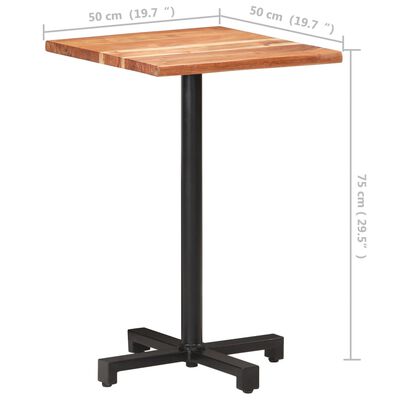 vidaXL tömör akácfa bisztróasztal természetes szélekkel 50x50x75 cm