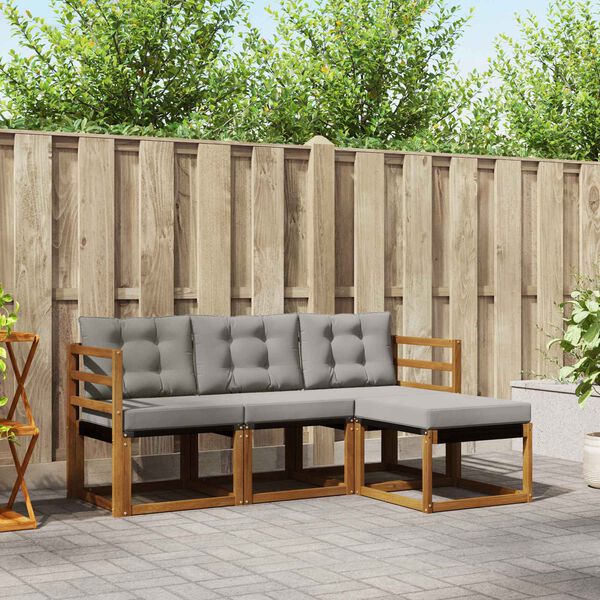 vidaXL K&uuml;lt&eacute;ri kanap&eacute; szett 4 pcs Term&eacute;szetes &eacute;s Vil&aacute;gossz&uuml;rke