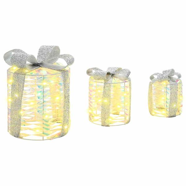 vidaXL Aj&aacute;nd&eacute;kdoboz Dekor&aacute;ci&oacute; 3 pcs Meleg feh&eacute;r 20 x 20 x 20 cm PET