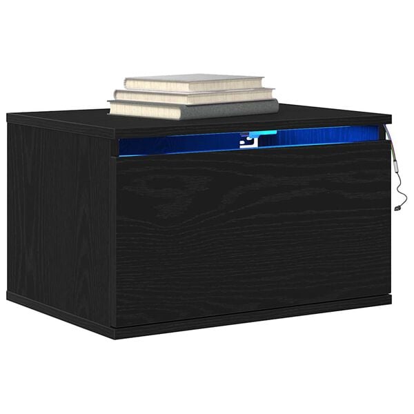 vidaXL Fali éjjeli szekrény 2 pcs Fekete tölgy 50 x 36 x 30 cm Faanyag