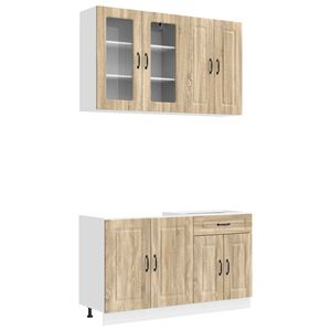 vidaXL Konyhai Egys&eacute;g KALMAR 4 db Sonoma T&ouml;lgy Szerelt Fa