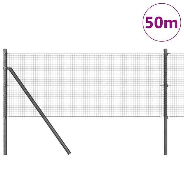 vidaXL Ker&iacute;t&eacute;soszlop Sz&uuml;rke 50 x 0,8 m (16 x 16 mm h&aacute;l&oacute;) Ac&eacute;l &eacute;s PVC