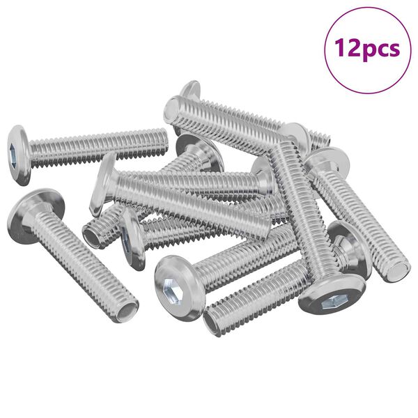 vidaXL Z&aacute;r Csavar Egysz&iacute;nű 12 pcs Ez&uuml;st M6 x 30 mm Ac&eacute;l