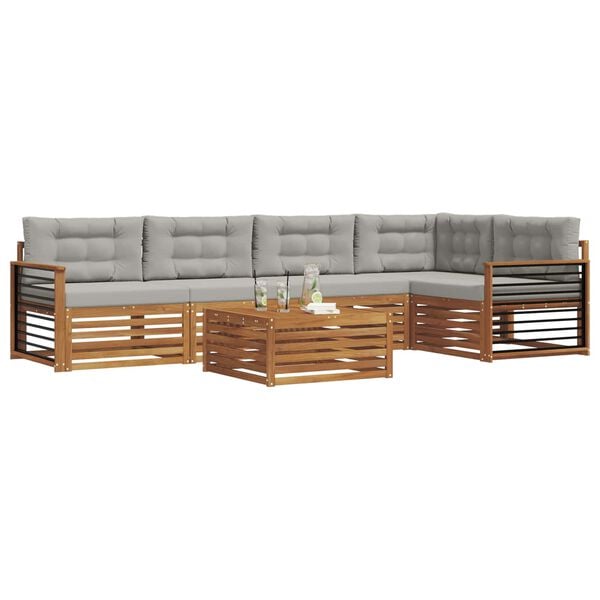 vidaXL K&uuml;lt&eacute;ri kanap&eacute; szett 6 pcs Term&eacute;szetes &eacute;s Vil&aacute;gossz&uuml;rke