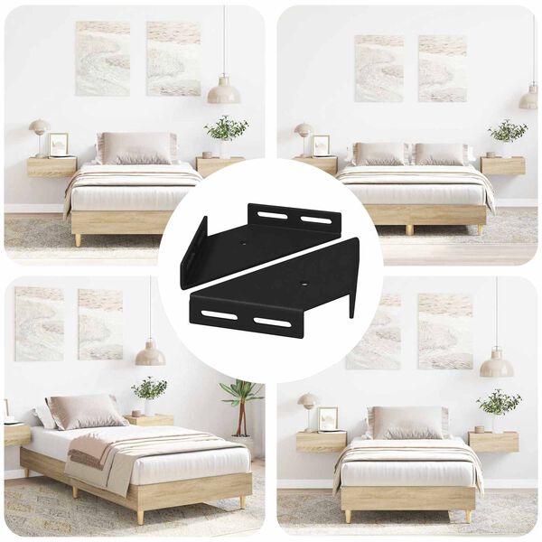 vidaXL Sarok tart&oacute; 2 pcs Fekete 138,5 x 50,5 x 16 mm Vas