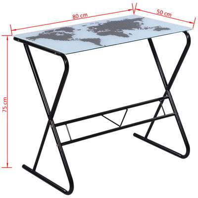 Üvegasztal / íróasztal világtérkép nyomtatású asztallappal