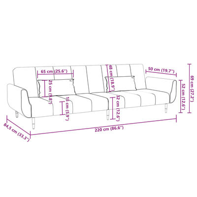 vidaXL kétszemélyes sötétszürke bársony kanapéágy 2 párnával