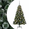 vidaXL Műfenyő g&ouml;mb&ouml;kkel 120 cm 150 LED Meleg feh&eacute;r PVC &eacute;s f&eacute;m Z&ouml;ld