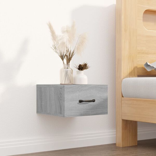 vidaXL 2 db sz&uuml;rke sonoma falra szerelhető &eacute;jjeliszekr&eacute;ny 35x35x20 cm