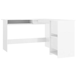 vidaXL feh&eacute;r magasf&eacute;nyű L-alak&uacute; sarok-&iacute;r&oacute;asztal 120 x 140 x 75 cm