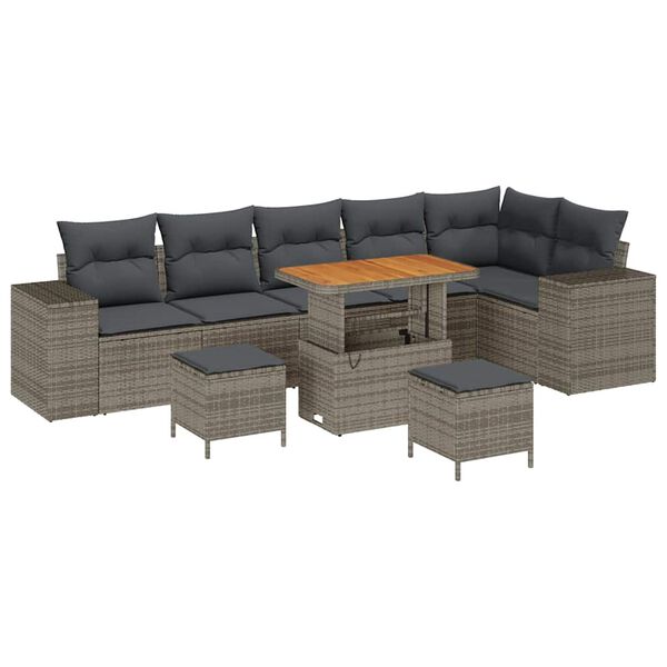 vidaXL Kerti Kanap&eacute; Szett p&aacute;rn&aacute;val t&aacute;rol&oacute;val p&aacute;rn&aacute;val 9 pcs Sz&uuml;rke