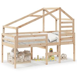 vidaXL t&ouml;m&ouml;r fenyőfa magas&iacute;tott &aacute;gy tetővel 90 x 190 cm