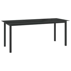 vidaXL fekete alum&iacute;nium &eacute;s &uuml;veg kerti asztal 190 x 90 x 74 cm