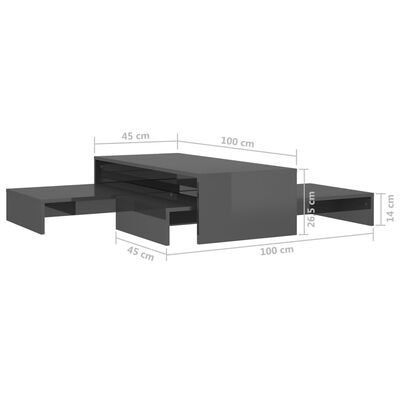 vidaXL szürke rakásolható dohányzóasztal-garnitúra 60 x 60 x 30 cm