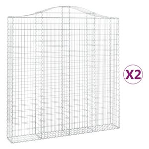 vidaXL 2 db &iacute;ves horganyzott vas gabion kos&aacute;r 200 x 30 x 200/220 cm