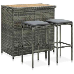 vidaXL 3 r&eacute;szes sz&uuml;rke polyrattan b&aacute;rszett