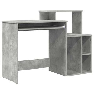 vidaXL Asztal Beton Sz&uuml;rke Szerelt Fa 120,5 x 44 x 88,5 cm