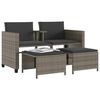 vidaXL 2 szem&eacute;lyes sz&uuml;rke polyrattan kerti kanap&eacute; asztallal/sz&eacute;kkel
