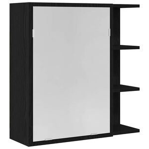 vidaXL F&uuml;rdőszobai t&uuml;k&ouml;rszekr&eacute;ny Fekete t&ouml;lgy 62,5 x 20,5 x 64 cm