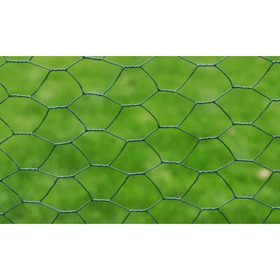 vidaXL zöld horganyzott csirkeháló drótkerítés PVC bevonattal 25 x 1 m