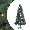 vidaXL Műfenyő LED kar&aacute;csonyf&aacute;val &eacute;s g&ouml;mb&ouml;kkel Z&ouml;ld 210 cm PET