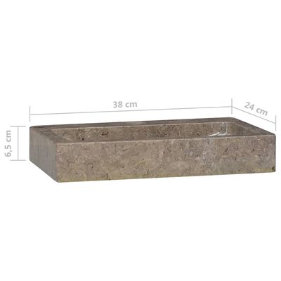 vidaXL szürke márvány falra szerelhető mosdókagyló 38 x 24 x 6,5 cm