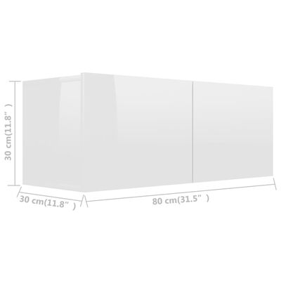 vidaXL magasfényű fehér forgácslap TV-szekrény 80 x 30 x 30 cm