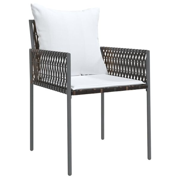 vidaXL 2 db barna polyrattan kerti szék párnával 54 x 61 x 83 cm