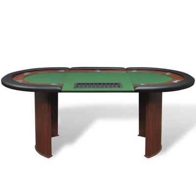vidaXL 10 személyes, zöld pókerasztal osztó résszel és zsetontálcával