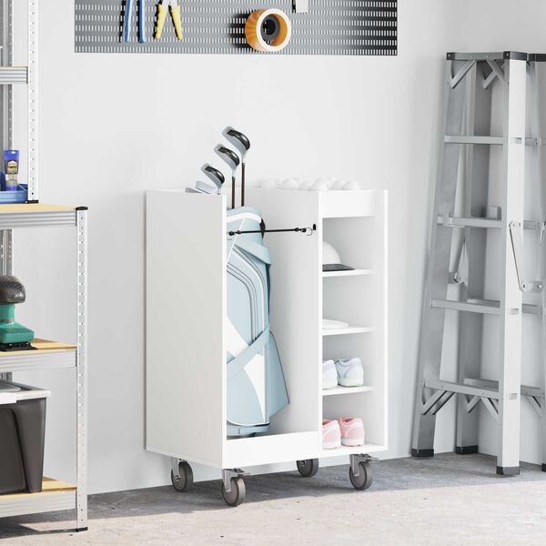 vidaXL Golf Szekr&eacute;ny ker&eacute;kkel Egysz&iacute;nű Feh&eacute;r 65 x 45 x 98 cm