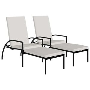 vidaXL 2 db fekete polyrattan napoz&oacute;&aacute;gy l&aacute;btart&oacute;val